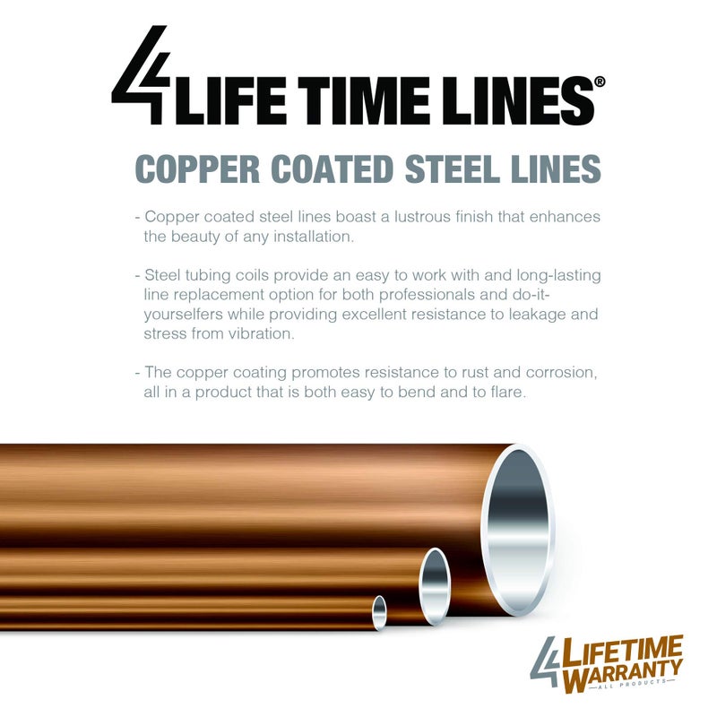 4LIFETIMELINES 3/16" x 25' (4.76 mm) Copper Steel Flexible Brake Line Replacement Tubing Coil, 0.028 inch (0.70 mm) Wall Thickness, High Burst Pressure Line - Image 3